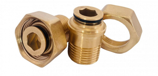 Соединитель евроконус латунный G1/2" НР-G3/4''ЕК с накидной гайкой